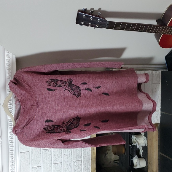 Women's Piña Printed With Eagles And Feathers Hoodie Hippy Poncho Size S - Picture 2 of 15